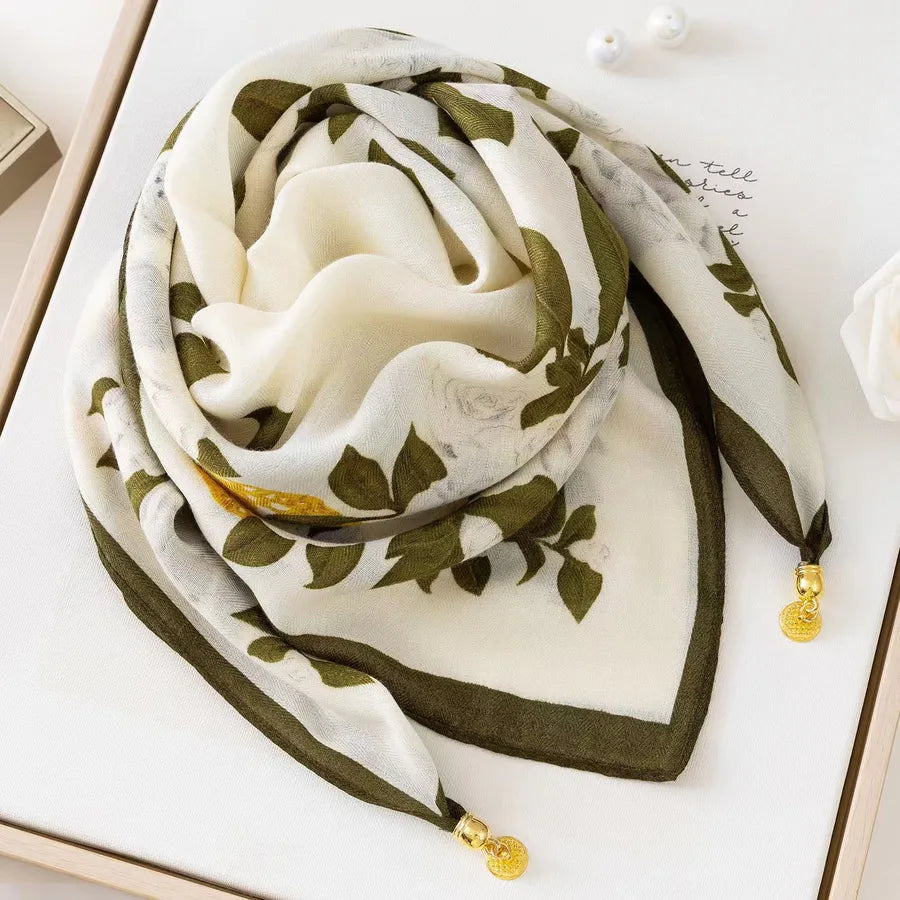 Women's Simple Style Color Block cotton and linen Silk Scarf