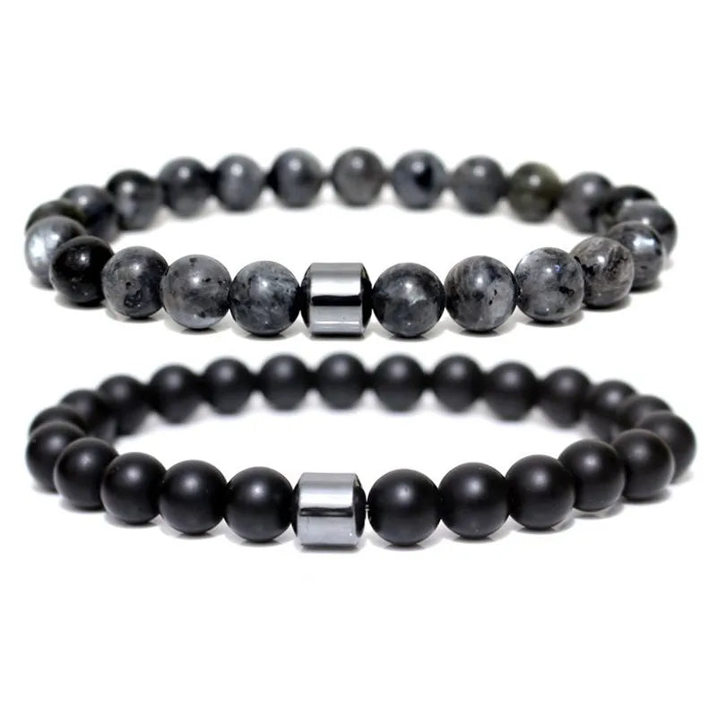 simple style color block natural stone beaded unisex bracelets