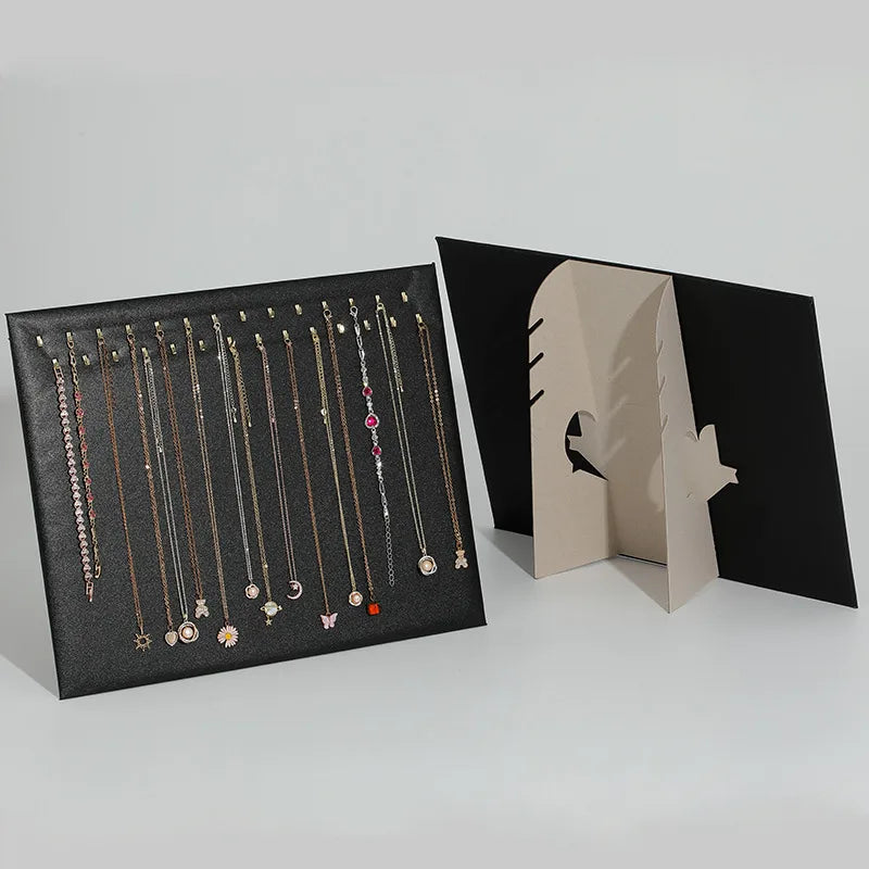 New PU Leather Necklace Display Boards, 17 Hook 28 Hook Design, Suitable for Night Market Stall Counter Display, Bracelet Ornament Rack