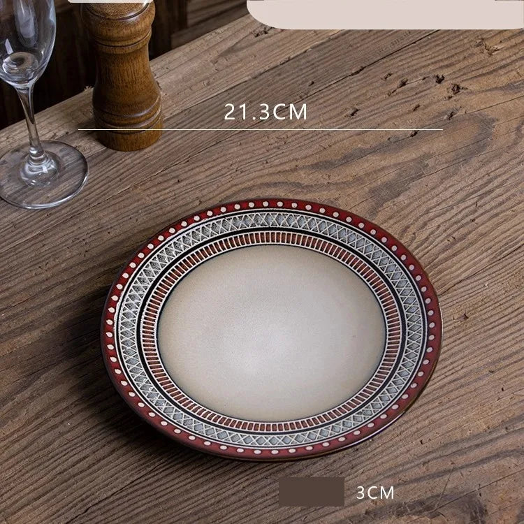 Retro Solid Color Flower ceramics Tableware 1 Piece