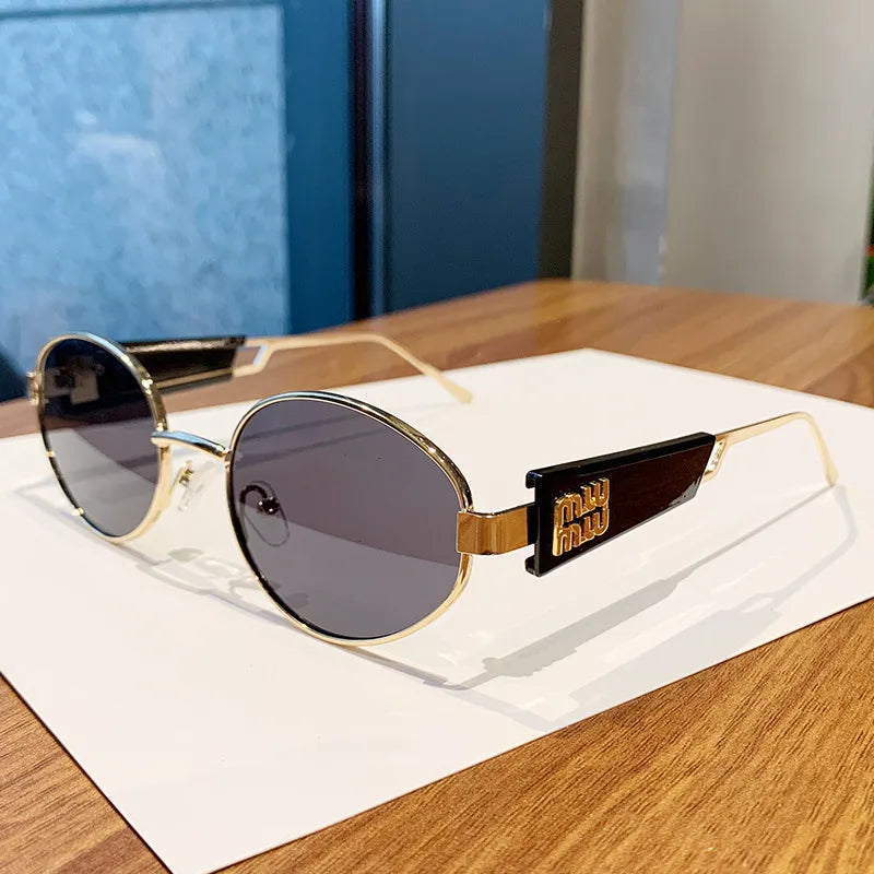 Simple Style Letter Pc Oval Frame Full Frame Glasses