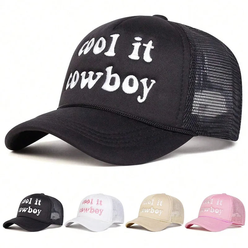 Unisex Casual Vacation Slogan Curved Eaves Mesh cap