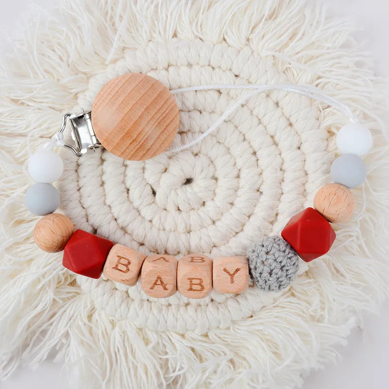 simple style letter beech silicone baby accessories