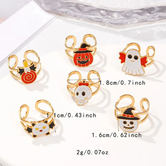 Stainless Steel Halloween Christmas Ring Fashion Universal Design Open Monster Ring Jewelry Cartoon Figures Pattern