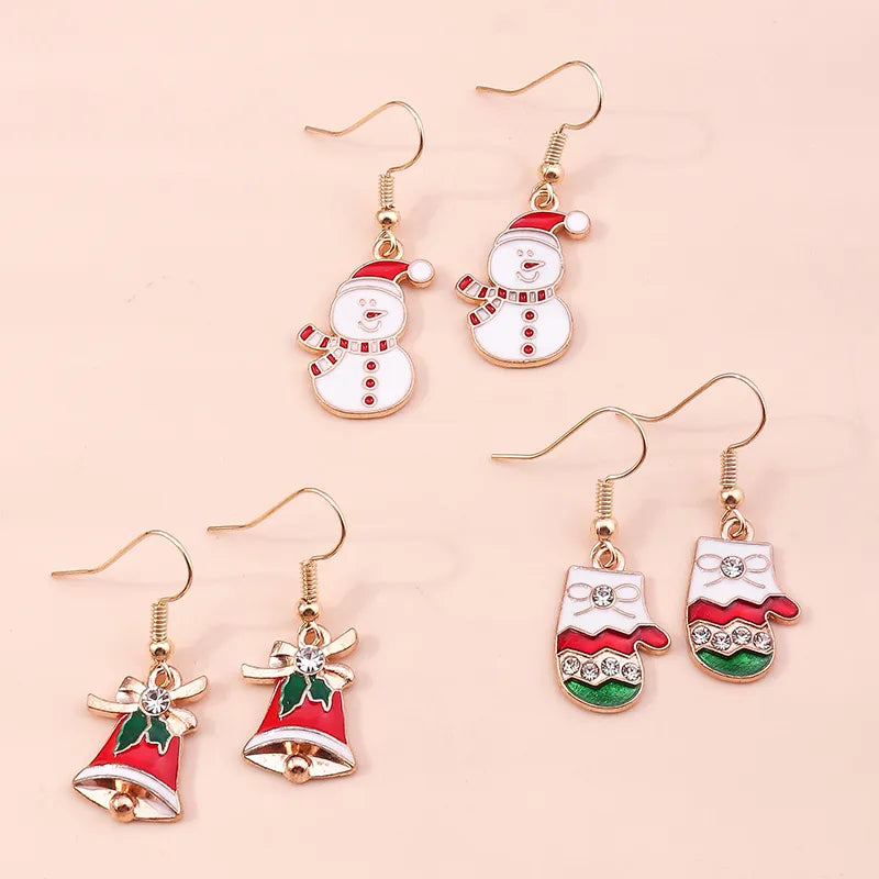 fashion christmas tree santa claus snowman alloy plating inlay rhinestones women's drop earrings 1 set