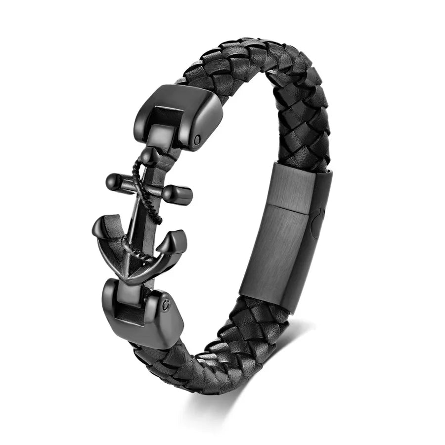 Hip-Hop Cool Style Geometric 304 Stainless Steel 316 Stainless Steel  Pu Leather Wholesale Bracelets