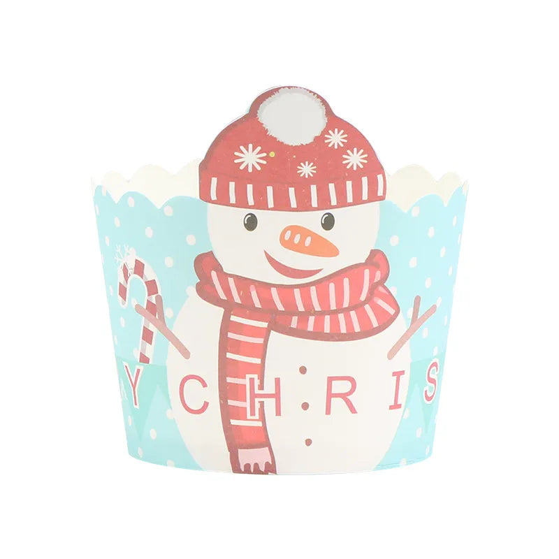 Christmas Theme Cake Cup Maker Thickened Muffin Cup Deer Round Cake Cup Heat Resistant Durable Cup 50 Pieces Baking Packaging