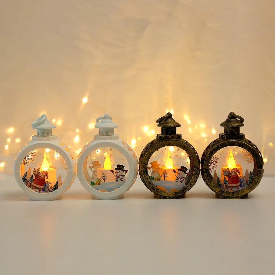 Christmas Cute Pastoral Santa Claus Snowman Glass Indoor Party Festival Hanging Ornaments