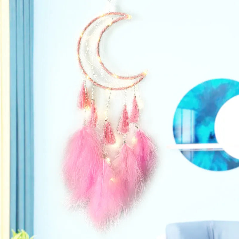 Simple Style Moon Feather Iron Dreamcatcher Wall Art