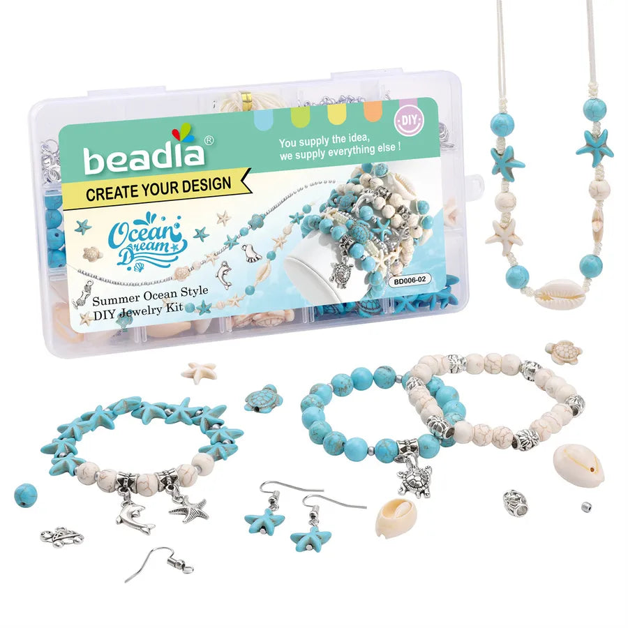 Summer Dream Ocean Style DIY Handmade Shell Series Jewelry Kit Bracelet Necklace Craft Materials Acrylic Round Shape Simple Design