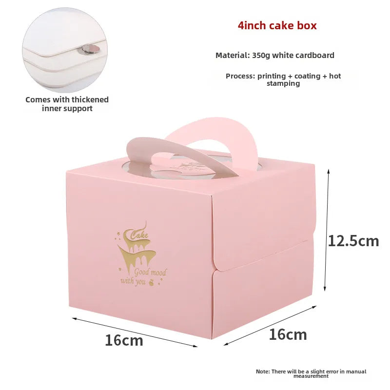 Thickened portable birthday cake packaging box increased four-inch cake box bronzing 6-inch baking packaging box wholesale