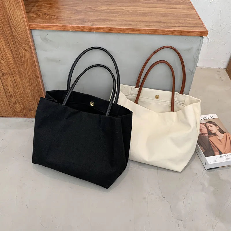 Canvas Bag Women's  New New Style ins Student Large Capacity Handbag Single Shoulder Shopping Bag Simple Tote Bag