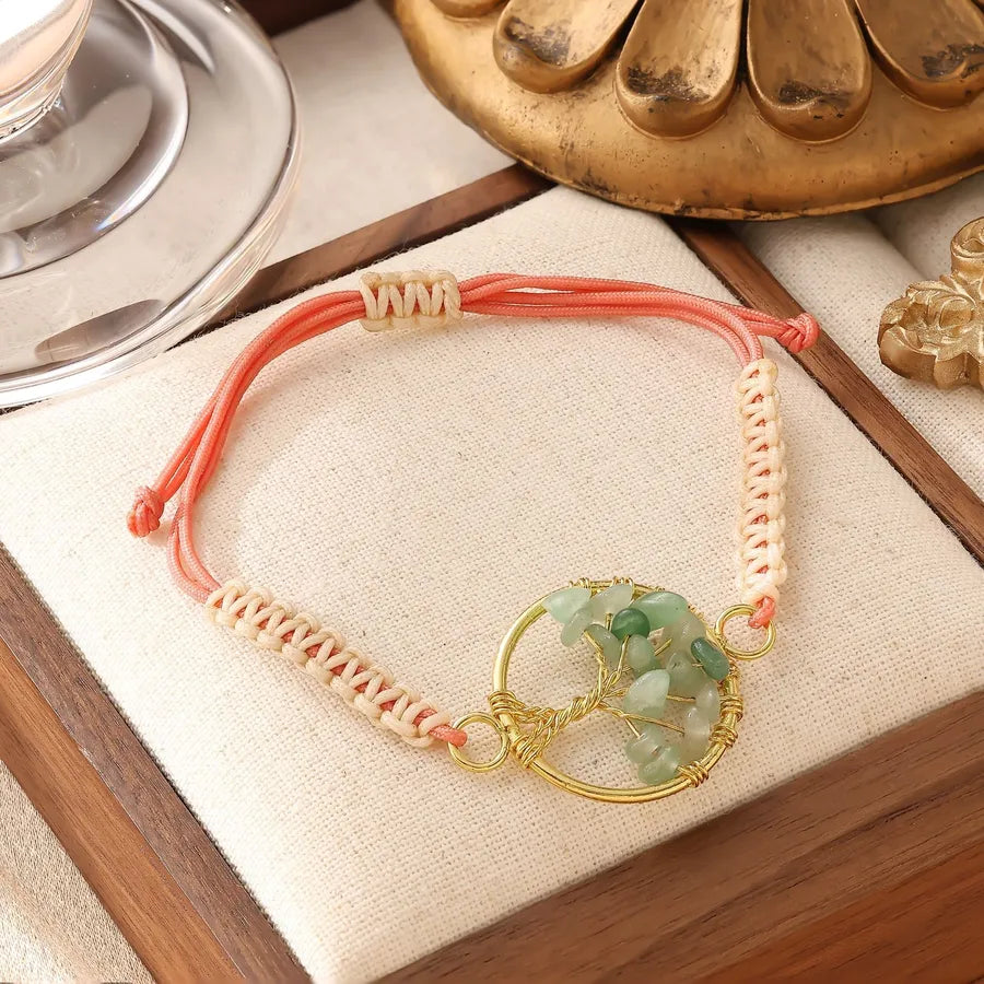 Tiktok Live Retro Hand-woven Natural Crystal Red Agate Beads Tree of Life Bracelet Adjustable Jewelry