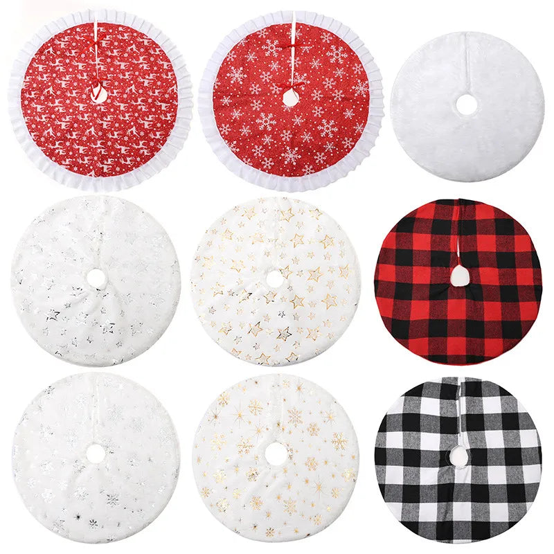 Christmas Decorative Mini Golden Snowflake Atmosphere Carpet Christmas Tree Skirt Base Party Decoration Festive Cartoon Style