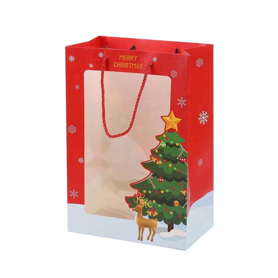 Christmas Handbag Floral Shop Baking Souvenir Gift Packaging Bag Window Display Bouquet Fresh Flower Open Window Handbag Gift