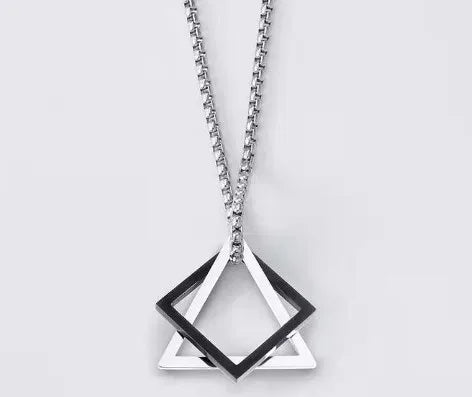 punk cool style triangle titanium steel men's pendant necklace