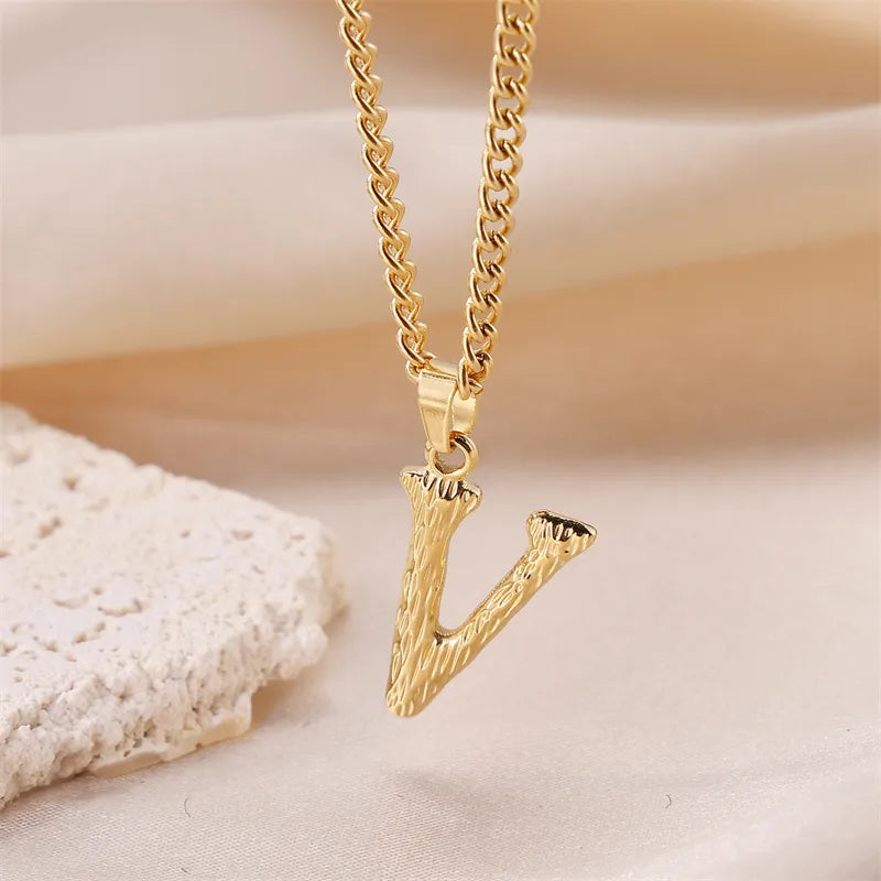 Wholesale Jewelry Sweet Simple Style Artistic Letter 201 Stainless Steel 304 Stainless Steel 18K Gold Plated Plating Pendant Necklace