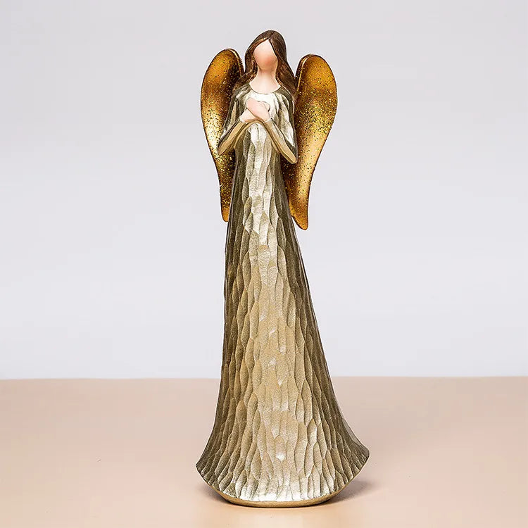fashion gorgeous golden heart-hugging angel statue ornaments resin crafts