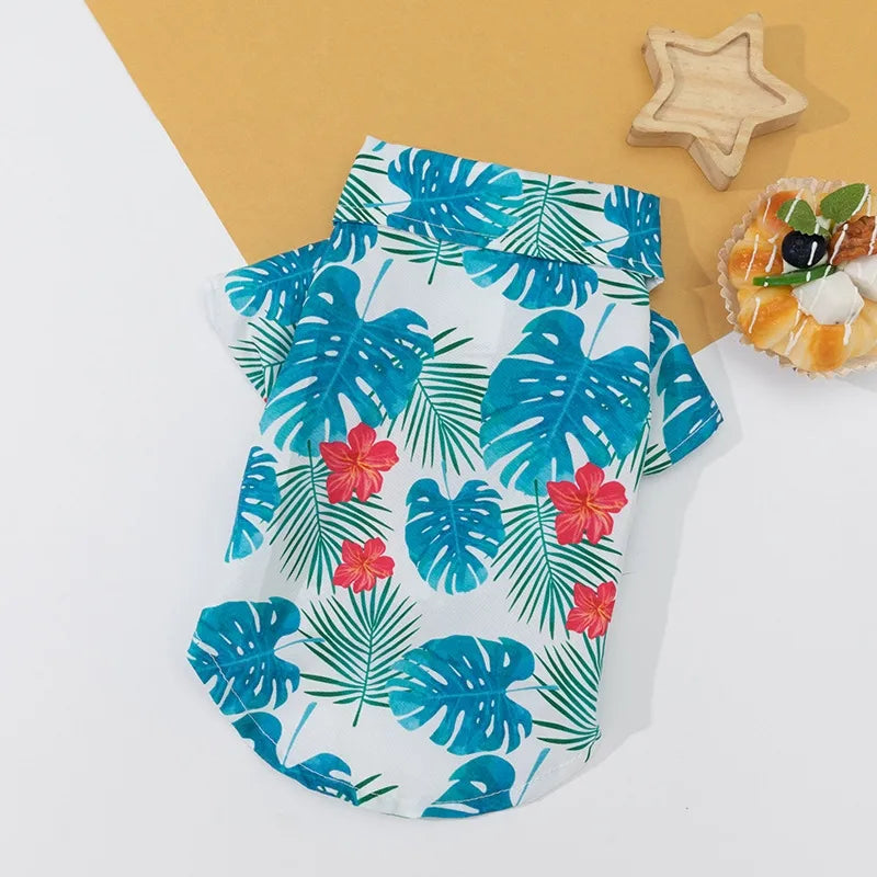 hawaiian polyester leaves pet clothing