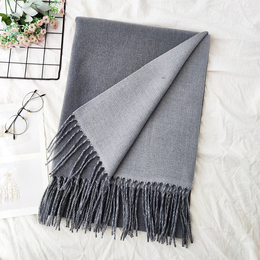 Unisex Sweet Simple Style Solid Color Imitation cashmere Polyester Scarf