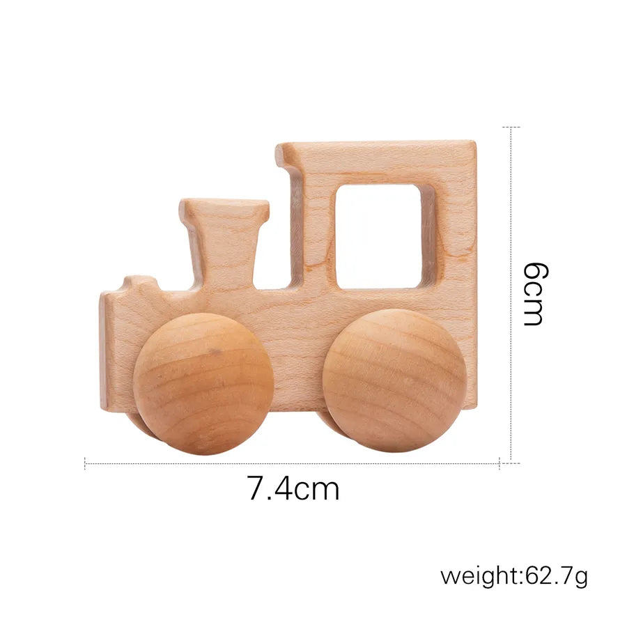 Walnut Wooden Mini Color Car Children's Early Education Educational Building Blocks Toys Baby Cart