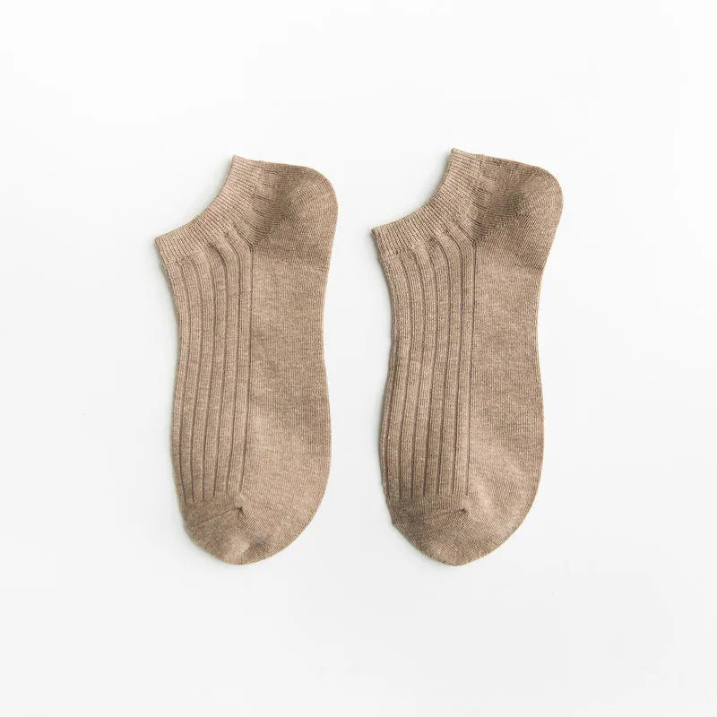men's japanese style solid color cotton embroidery ankle socks a pair