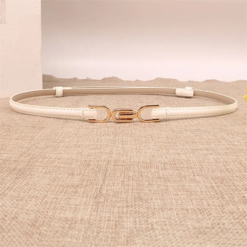 sweet solid color pu leather alloy women's leather belts