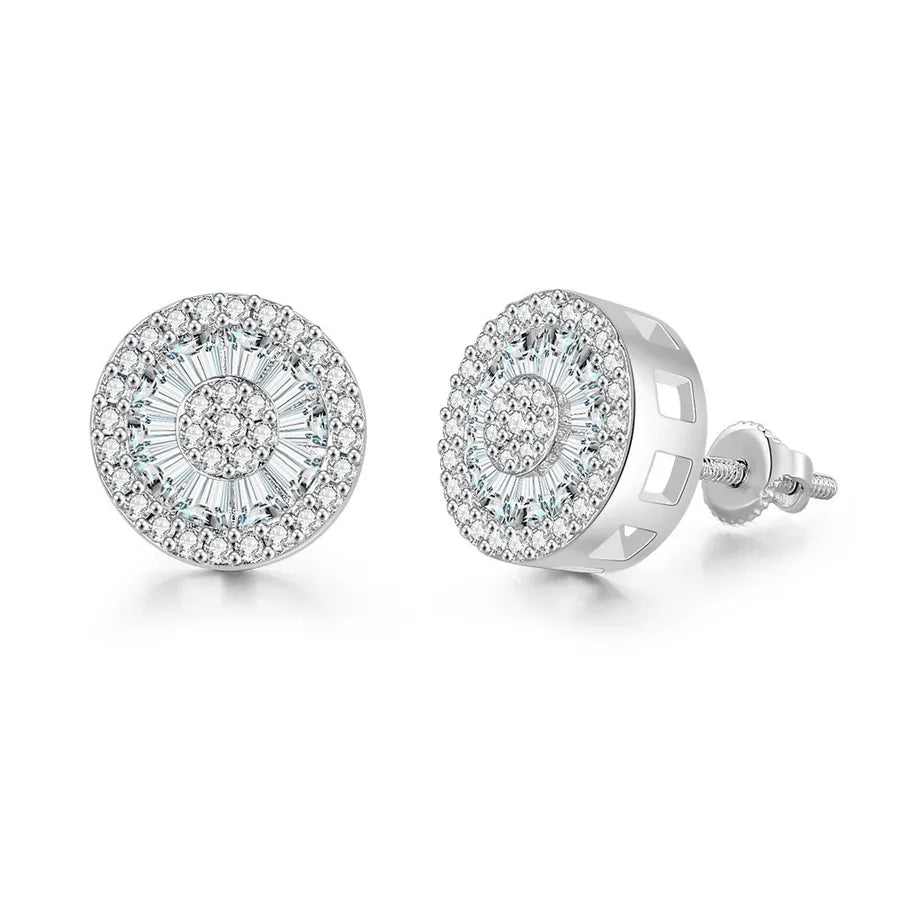 1 Pair Hip-Hop Round Square Heart Shape Plating Inlay Copper Zircon White Gold Plated Gold Plated Ear Studs
