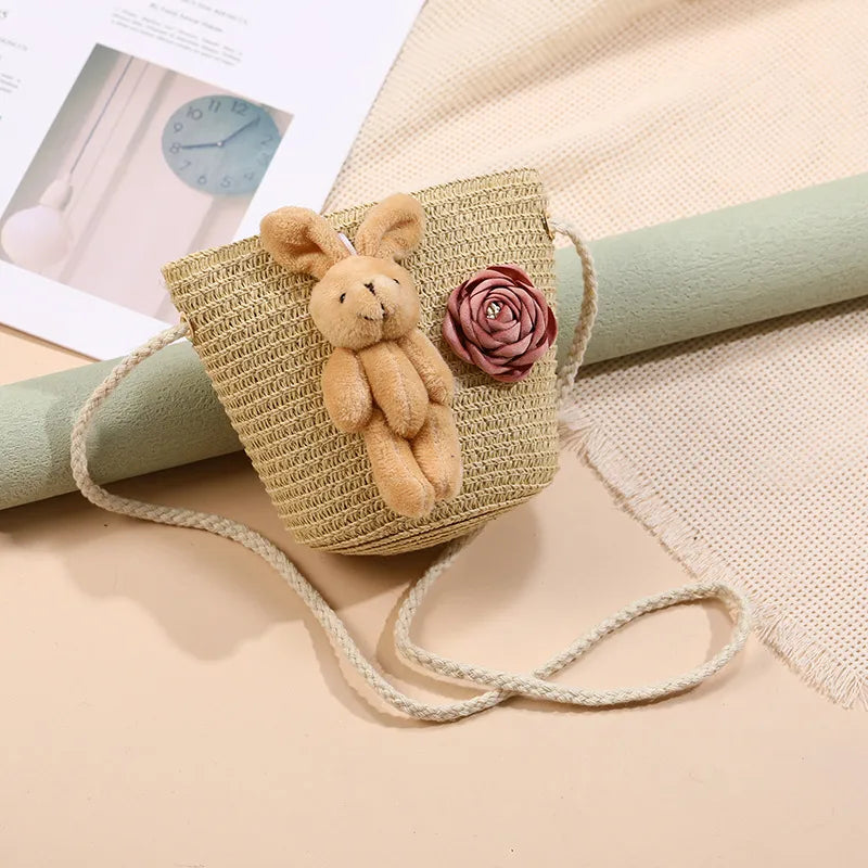 Straw Island Beach Woven Bag Women  New Popular Bag Seaside Straw Bag Cute Kid's Messenger Bag