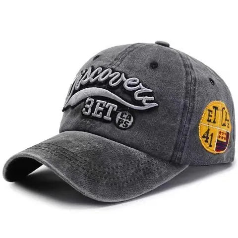 Washed Outdoorsy Baseball Cap With Embroidered Letters Unisex Sporty Fashionable Duckbill Cap Spring Autumn Simple Style