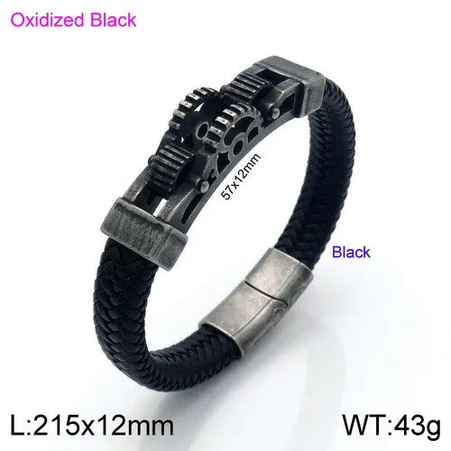 Vintage Style Rock Streetwear Geometric Titanium Steel Plating 18K Gold Plated Men's Bangle