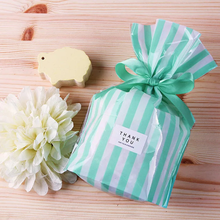 Cute Stripe PP Casual Gift Bags Party Supplies Gift Wrapping Supplies 50 PCS/Package