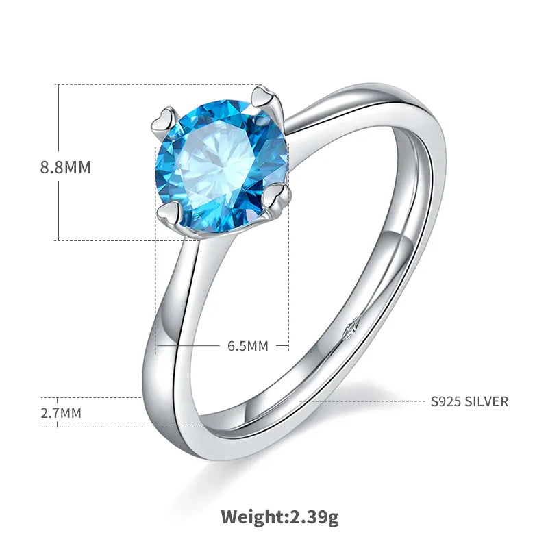 925 Sterling Silver Moissanite Round Rings