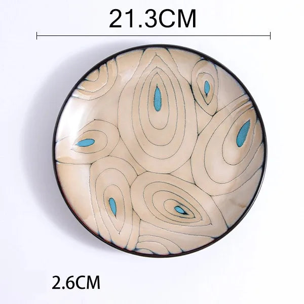 Retro Solid Color Flower ceramics Tableware 1 Piece