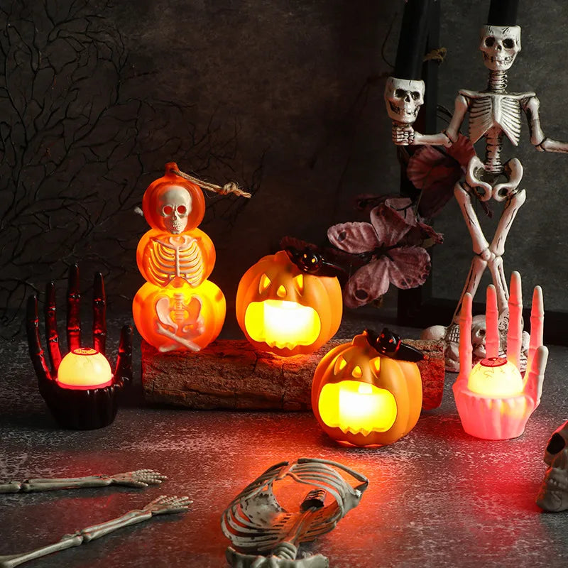 New Halloween Pumpkin Lantern Decoration Skeleton Frame Party Atmosphere Scene Props Festival Decorations Plastic Material