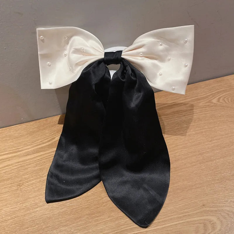 women's ig style sweet bow knot cloth pearl hair clip