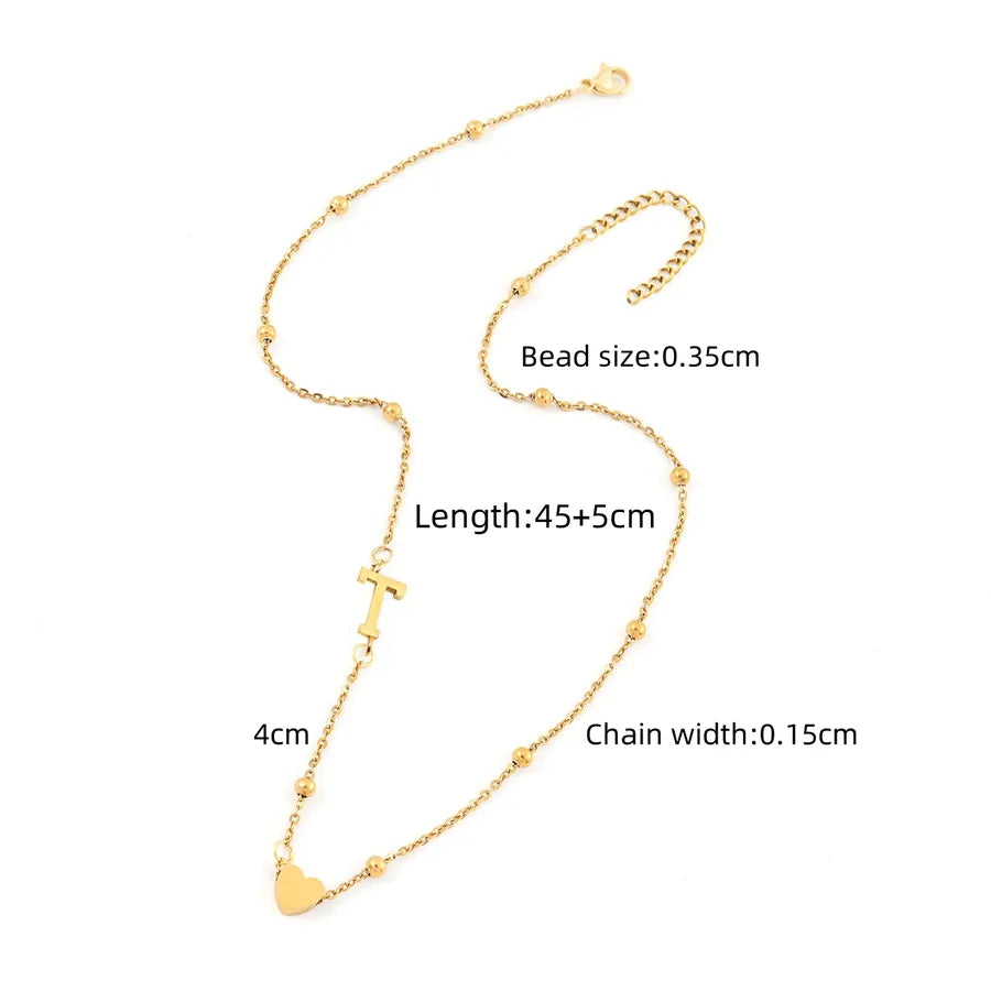 Wholesale Jewelry Elegant Simple Style Classic Style Letter Heart Shape 201 Stainless Steel 304 Stainless Steel Pendant Necklace cable chain