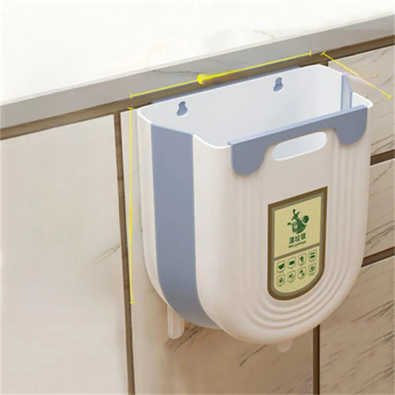 Kitchen Trash Bin Hanging Household Kitchen Waste Classification Folding Cabinet Door Wall Hanging Toilet Toilet Storage Paper Basket