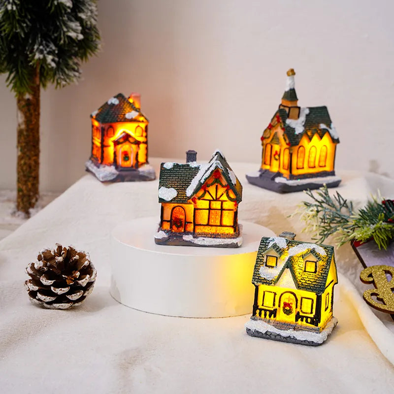 Christmas Vintage Style House Resin Daily Festival Ornaments