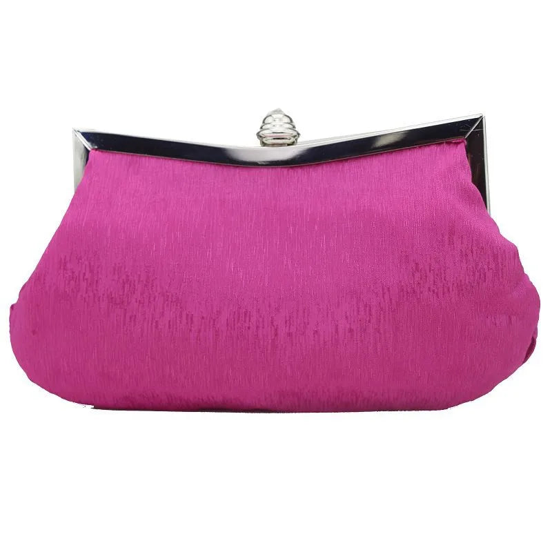 white red purple polyester solid color rhinestone dumpling shape evening bags