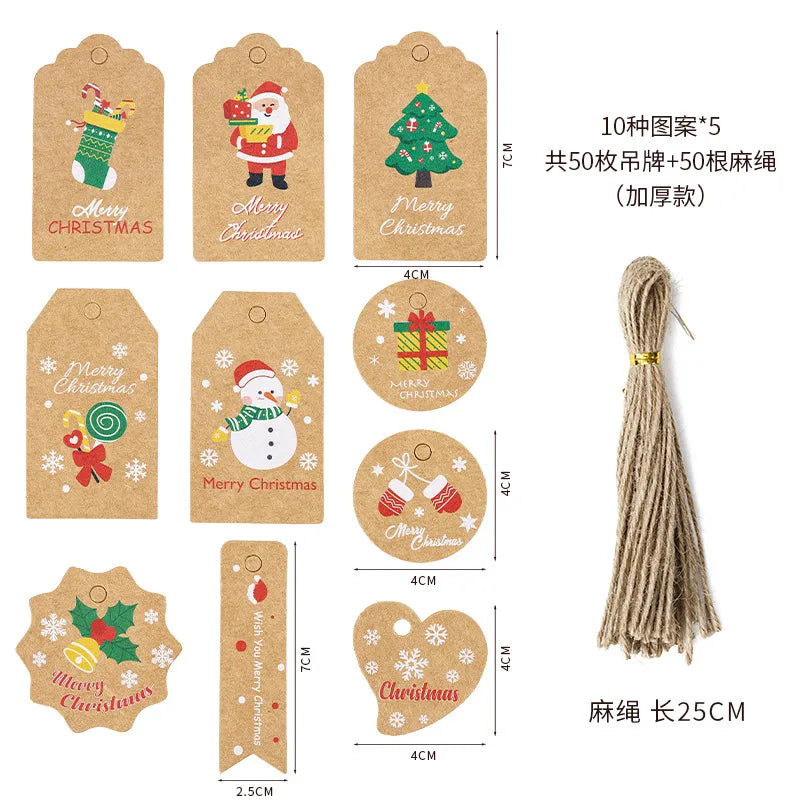 Christmas Fashion Christmas Tree Santa Claus Snowman Kraft Paper Party Hanging Ornaments