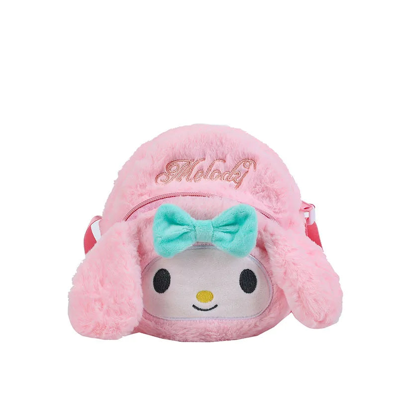 Kid'S PP cotton Plush Cartoon Cute Round Zipper Shoulder Bag