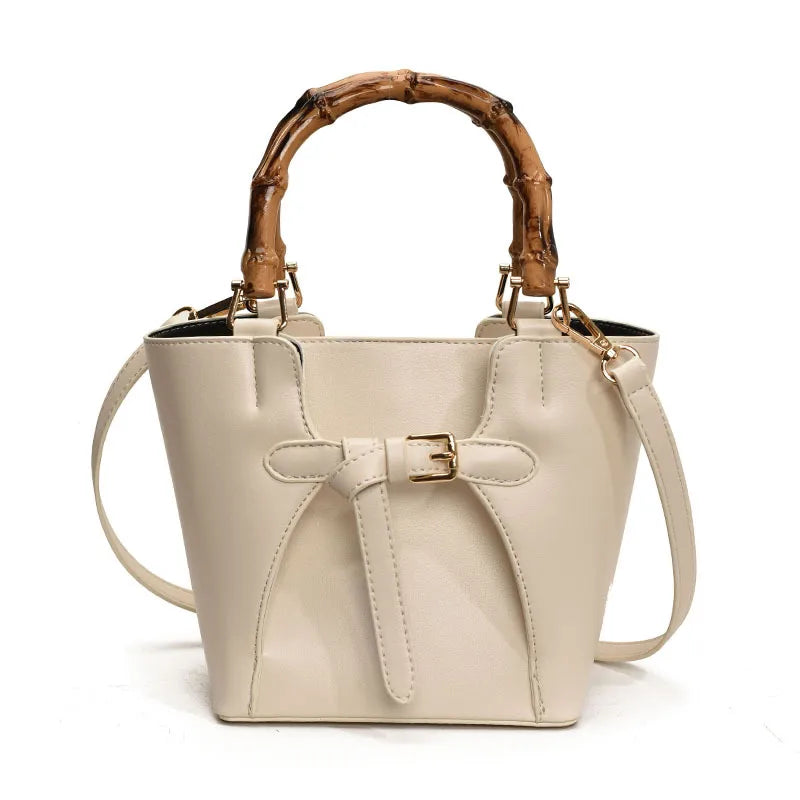 Women's Small Pu Leather Solid Color Streetwear Bucket Magnetic Buckle Handbag Crossbody Bag