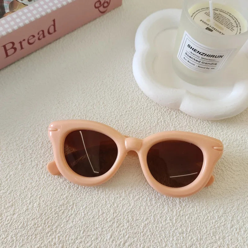 Sweet Simple Style Solid Color Resin Special-Shaped Mirror Full Frame Kids Sunglasses