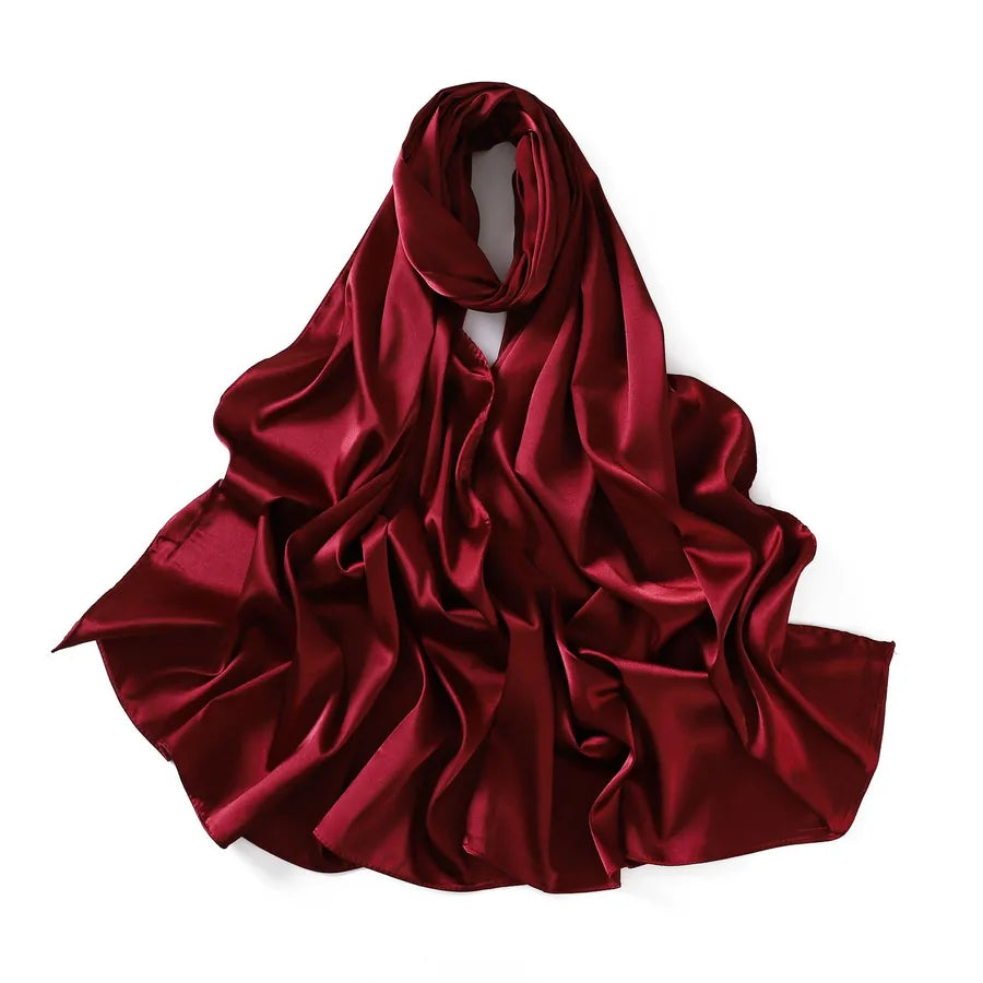women's streetwear solid color satin winter scarves