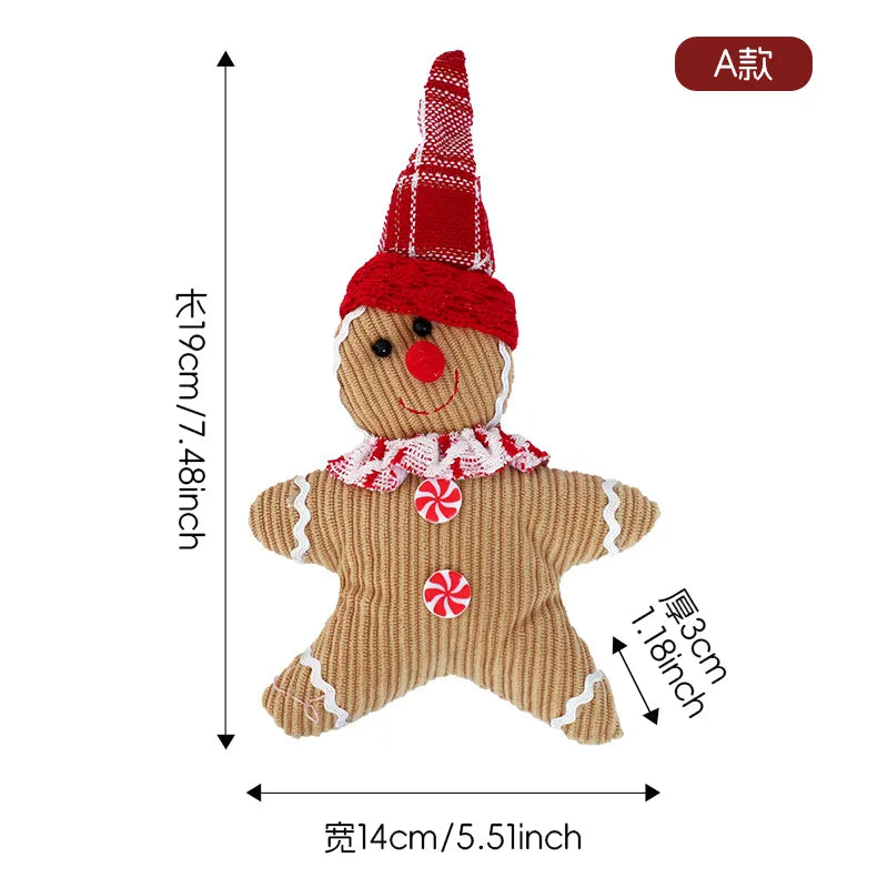 Creative Christmas Gingerbread Man Doll Pendant Holiday Cartoon Doll Decorations Christmas Tree Decoration Accessories Props