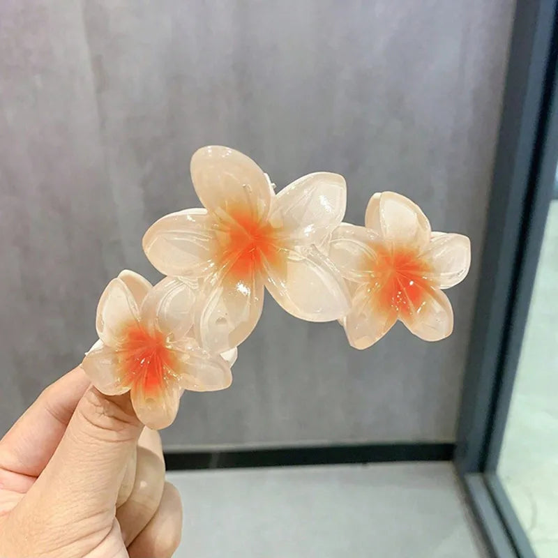 Fairy Style Tropical Sweet Women's Flower Plumeria Acrylic Hair Claws