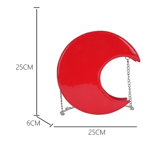 Fashionable Moon Shaped Mini PU Leather Bag Women's Underarm Bag With Chain Strap Stylish Circular Bags For Ladies
