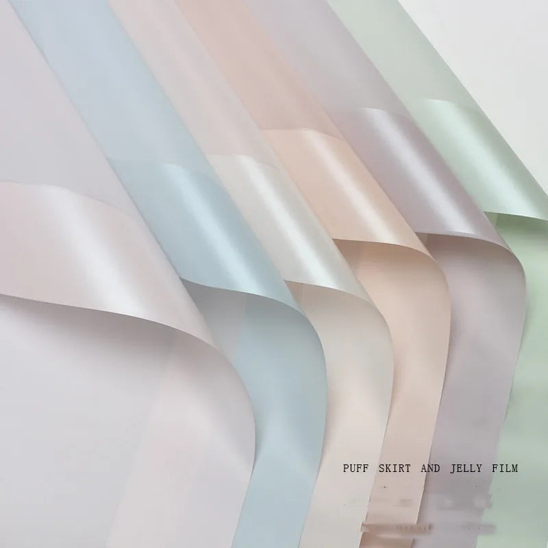 Elegant Romantic Sweet Solid Color Plastic Daily Date Korean Floral Wrapping Paper Party Supplies Gift Wrapping Supplies 1 Pack of 20 Sheets