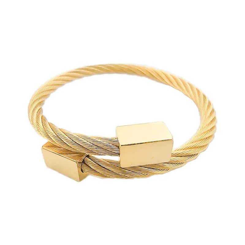 punk solid color stainless steel plating cuff bracelets